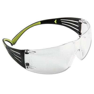 3M SecureFit™ 400 Series Protective Eyewear, Gray Poly Lens, Anti-Fog, Black/Green Plastic Temples (247-SF402SGAF)