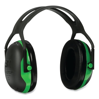3M PELTOR™ X Series Earmuffs, 26 to 27 dB NRR, Black/Green, Over the Head (247-X1A)