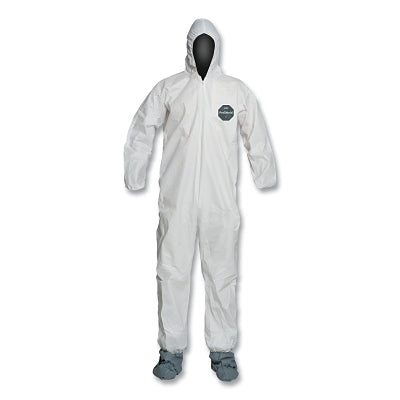Dupont ProShield® 50 Hooded Coveralls w/Attached Boots and Elastic Wrists, White, Med (251-NB122SWHMD002500)