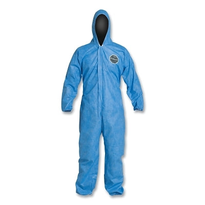 Dupont Proshield® 10 Coverall, Serged Seams, Attached Hood, Elastic Wrists and Ankles, Zipper Front, Storm Flap, Blue, Large (251-PB127SB-LG)