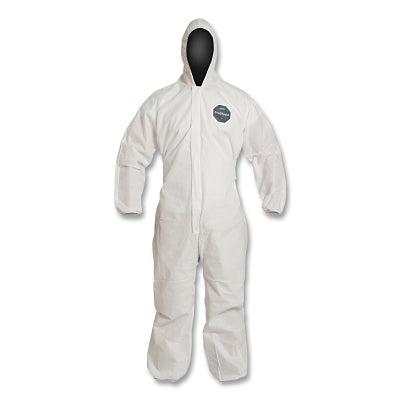 Dupont Proshield® 10 Coverall, Serged Seams, Attached Hood, Elastic Wrists and Ankles, Zipper Front, Storm Flap, White, 4X-Large (251-PB127SW-4XL)