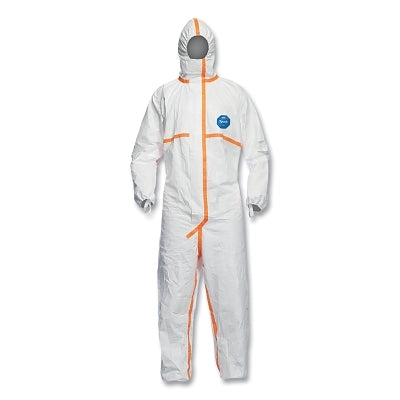 Dupont Tyvek® 800 Coverall, Taped Seams, Attach Hood, Elastic Wrists and Ankles, Storm Flap, White, X-Large (251-TJ198TWHXL0025PI)
