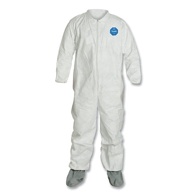 Dupont Tyvek® Coveralls with attached Boots, White, Large (251-TY121SWHLG0025NS)