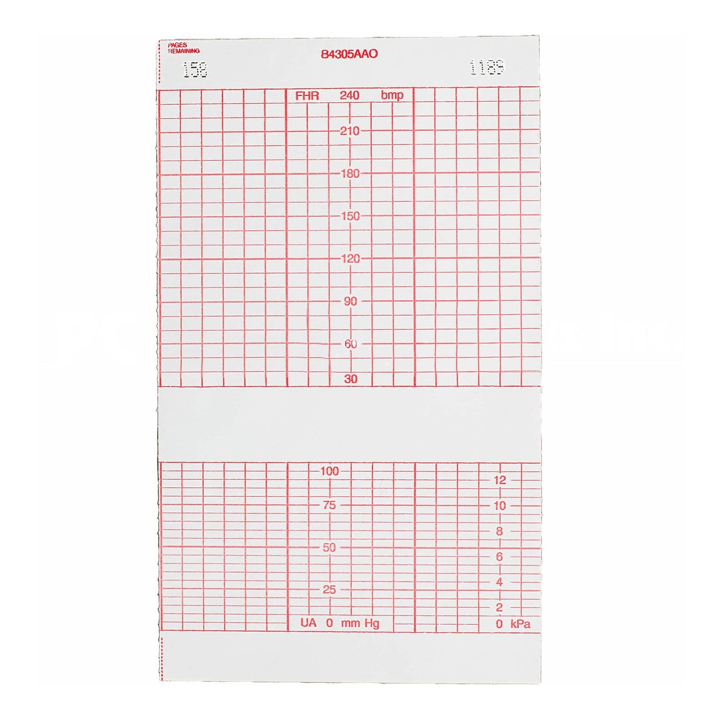 Life Trace® Recording Chart Paper Z-Fold Red Grid (949249_CS)