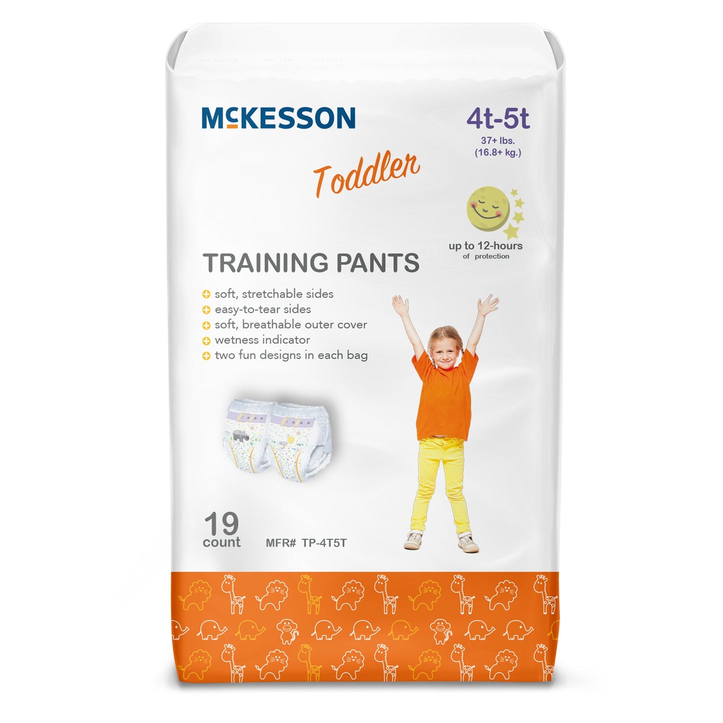 McKesson Unisex Toddler Training Pants Pull On with Tear Away Seams Size 4T to 5T Disposable Heavy Absorbency (1144483_CS)