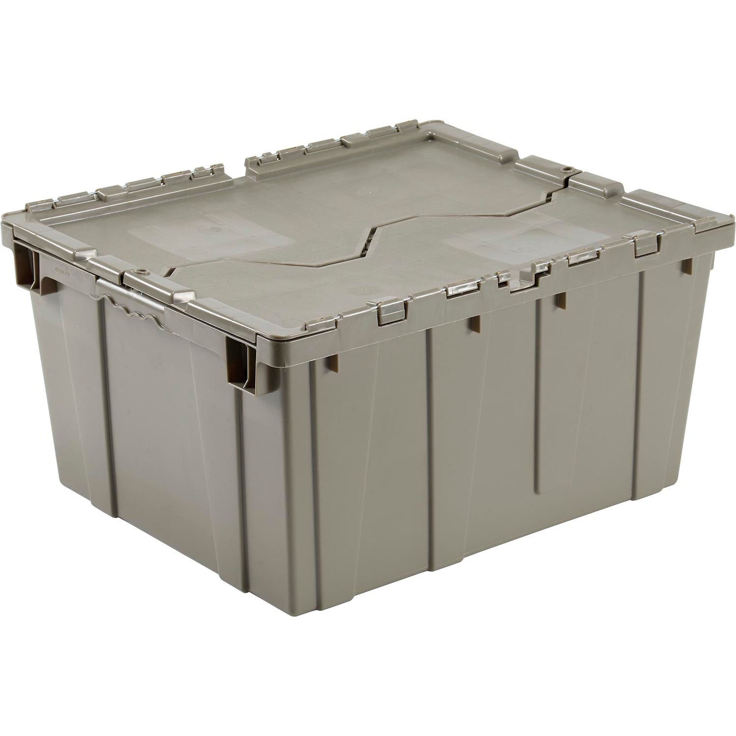 Global Industrial Plastic Attached Lid Shipping & Storage Tote, 23-3/4"x19-1/4"x12-1/2", Gray (WB257813)