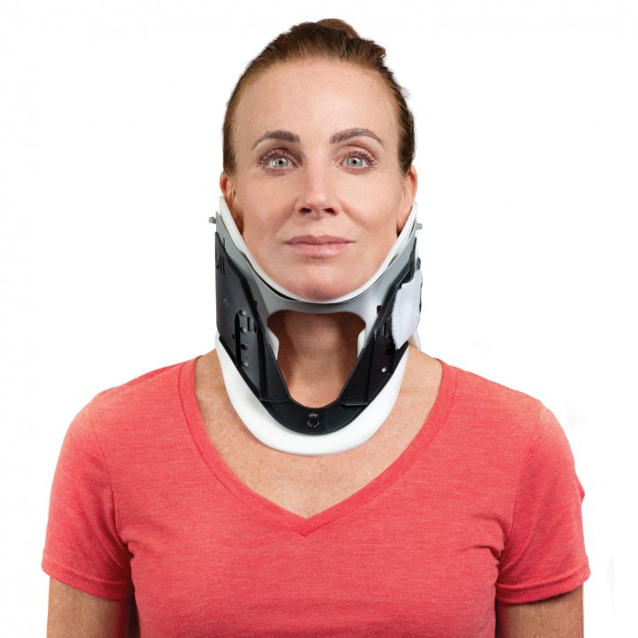 ProCare® Rigid Cervical Collar Preformed Adult One Size Fits Most One-Piece / Trachea Opening 1-3/4 to 3-1/2 Inch Height 11 to 23 Inch Neck Circumference (537692_EA)