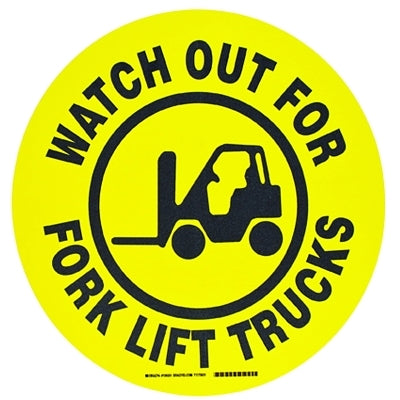 Brady Floor Safety Signs, Watch Out For Forklift Trucks, Yellow/Black (262-104501)