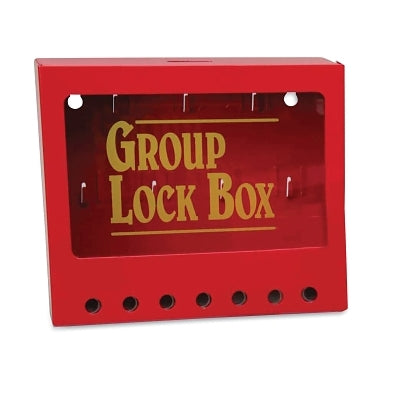 Brady Metal Wall Mounted Group Lockout Box, Red, 7 Max Number of Padlocks, 7 in x 8 in (262-105714)