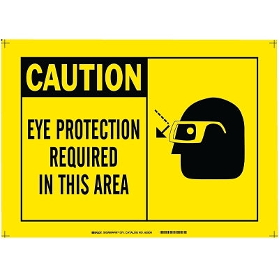 Brady Alert Signs, Caution, Eye Protection Required In This Area, Yellow/Black (262-26572)