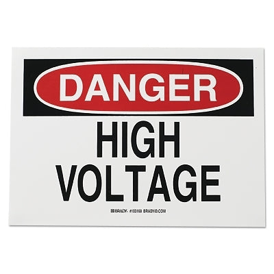 Brady Health & Safety Signs, Danger - High Voltage, 10X14 Fiberglass (262-47005)