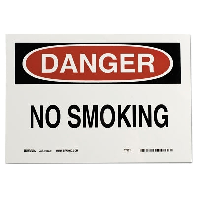 Brady Health & Safety Signs, Danger - No Smoking, 7X10 Polyester Sticker (262-88370)
