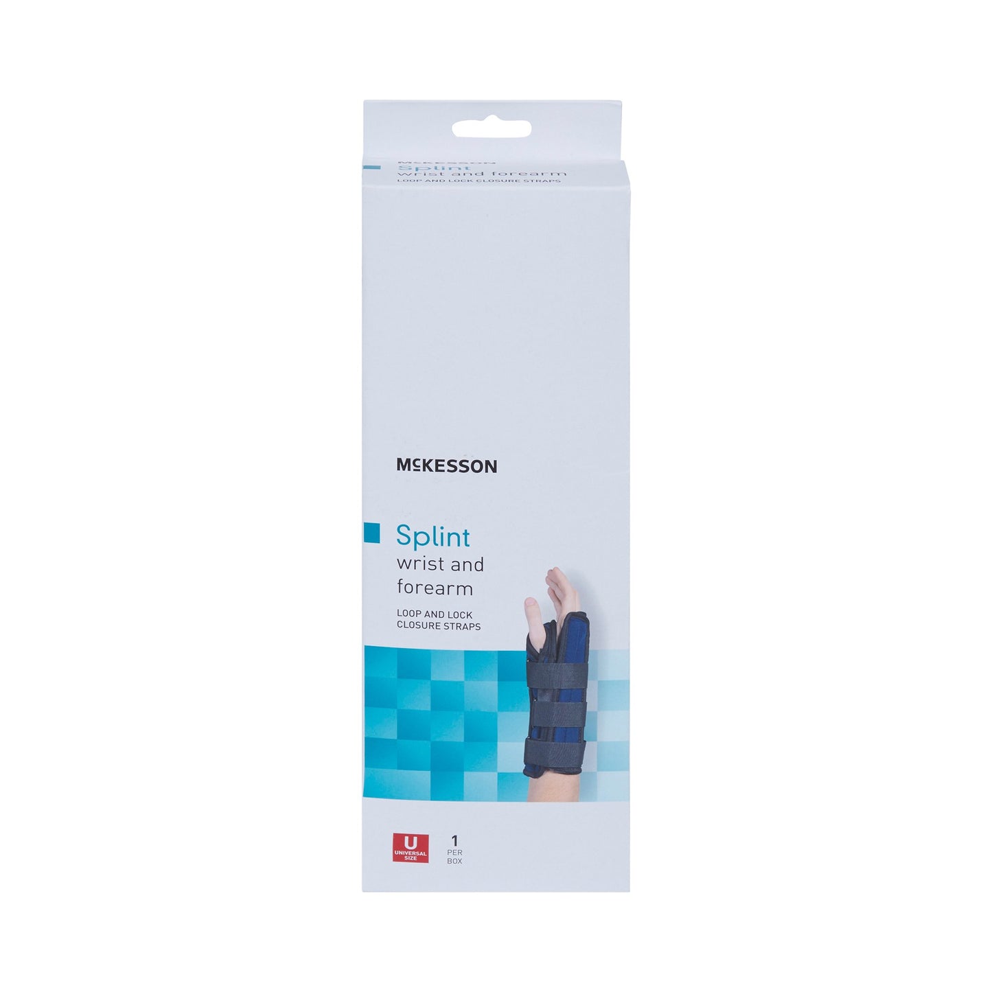 McKesson Wrist / Forearm Brace Aluminum / Nylon / Foam / Flannelette Right Hand Black / Blue One Size Fits Most (1159149_EA)