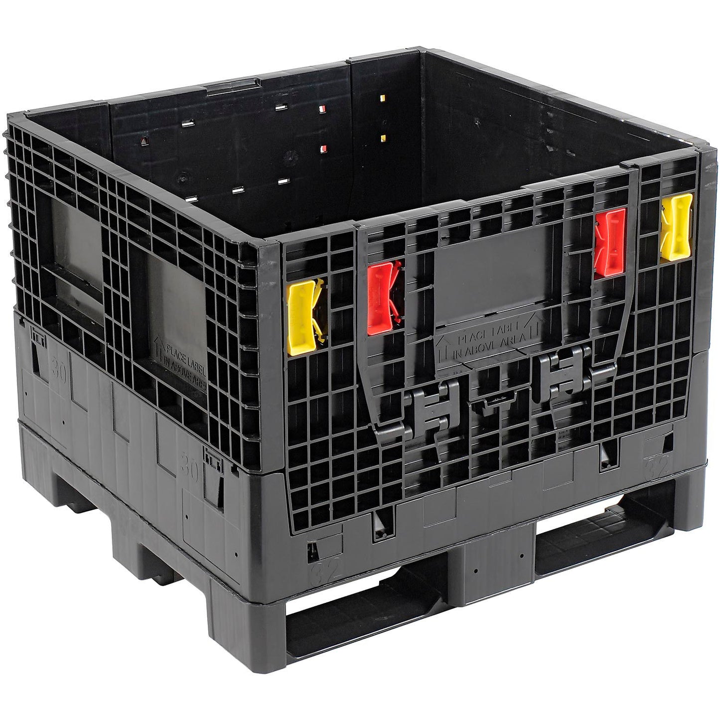 Global Industrial Folding Bulk Shipping Container, 32"Lx30"Wx25"H, 1800 Lb. Capacity, Black (WB270284)