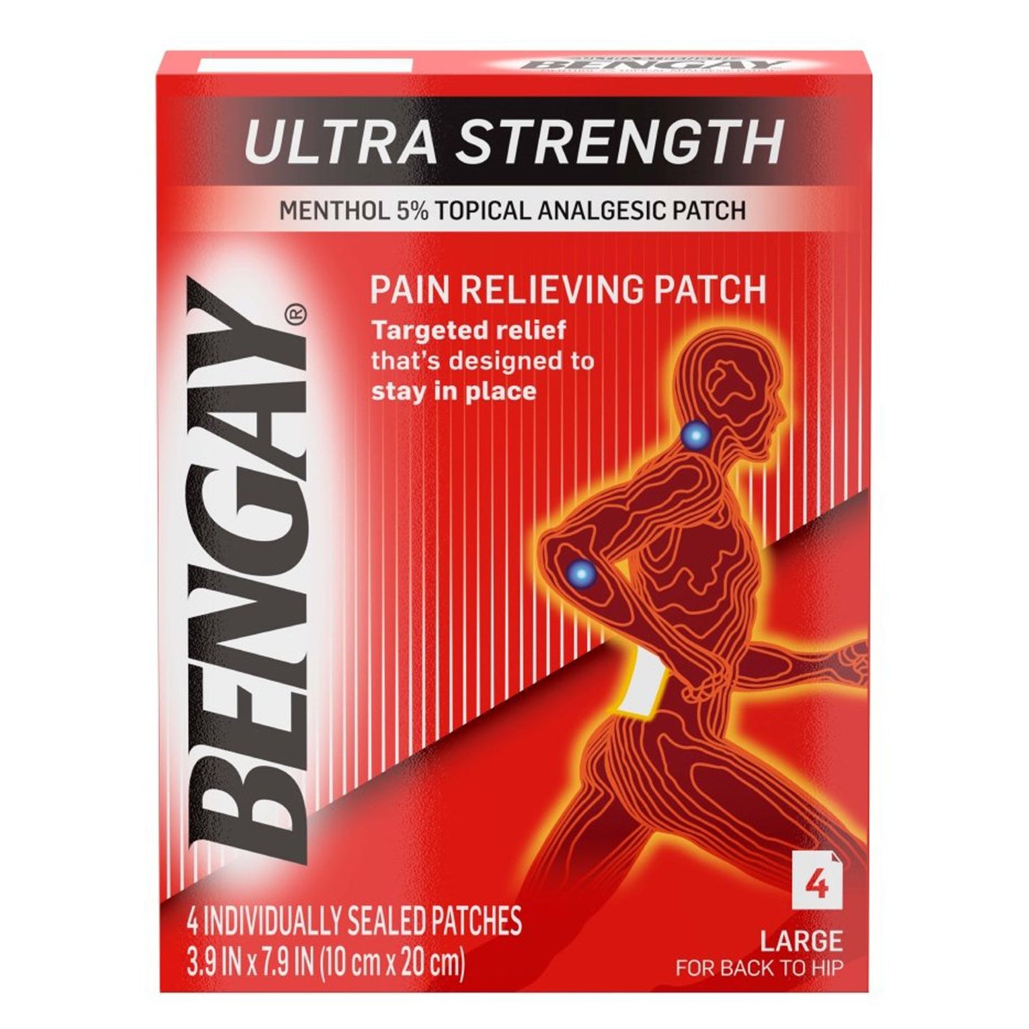 Bengay® Ultra Strength Topical Pain Relief 5% Strength Menthol Patch 4 per Box (701520_CS)