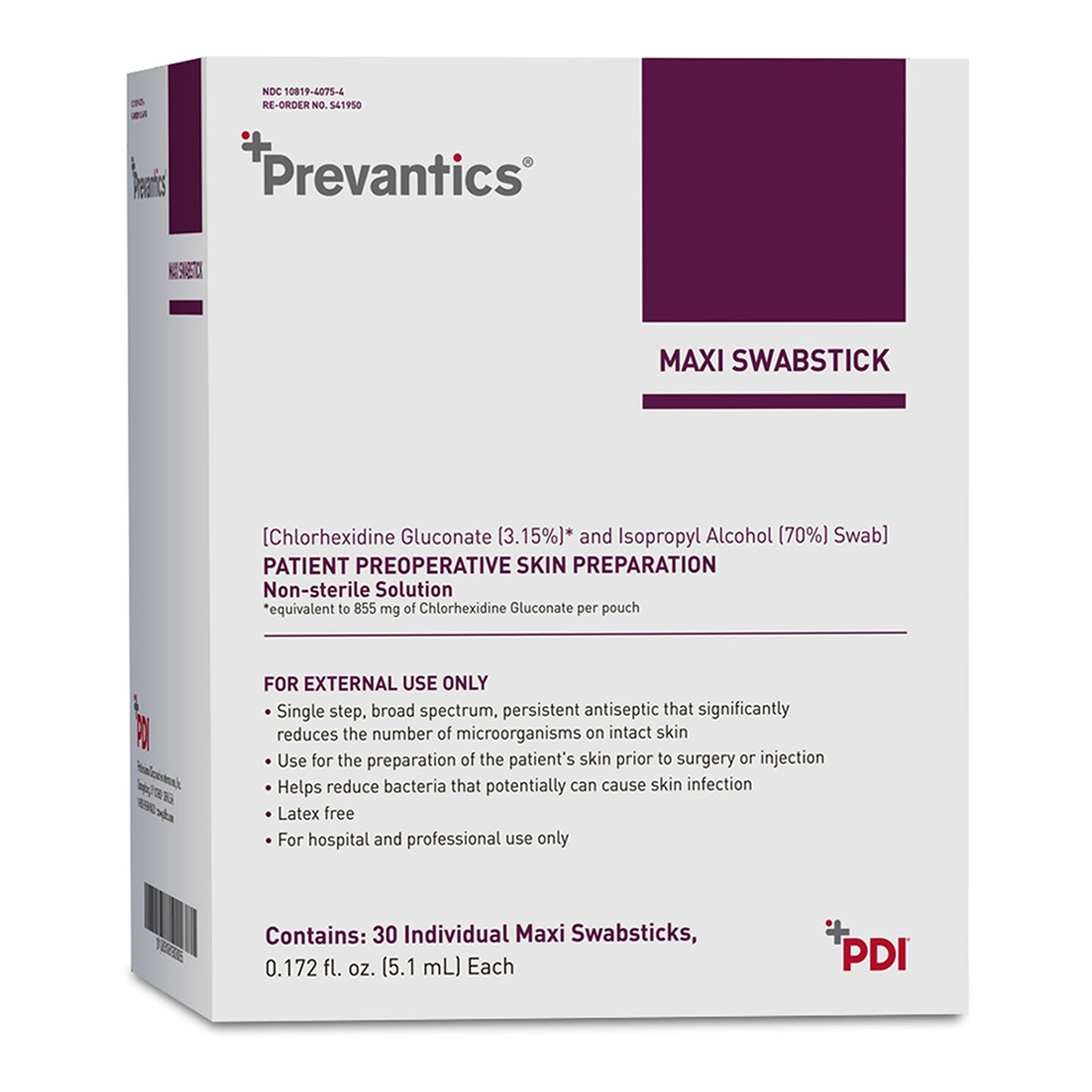 Prevantics® Maxi Impregnated Swabstick 3.15% / 70% Strength CHG (Chlorhexidine Gluconate) / Isopropyl Alcohol Individual Packet NonSterile (545438_EA)