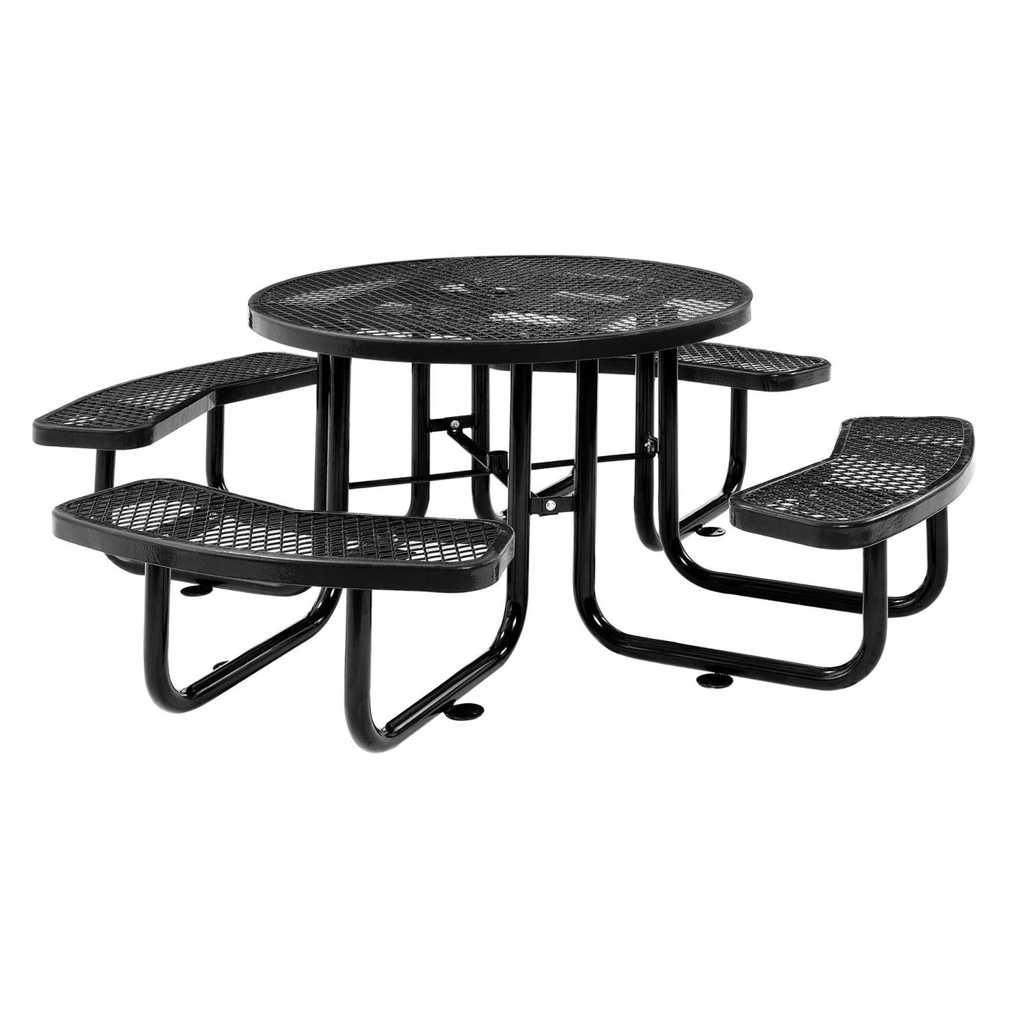 Global Industrial 46" Round Picnic Table, Expanded Metal, Black (WB277150BK)