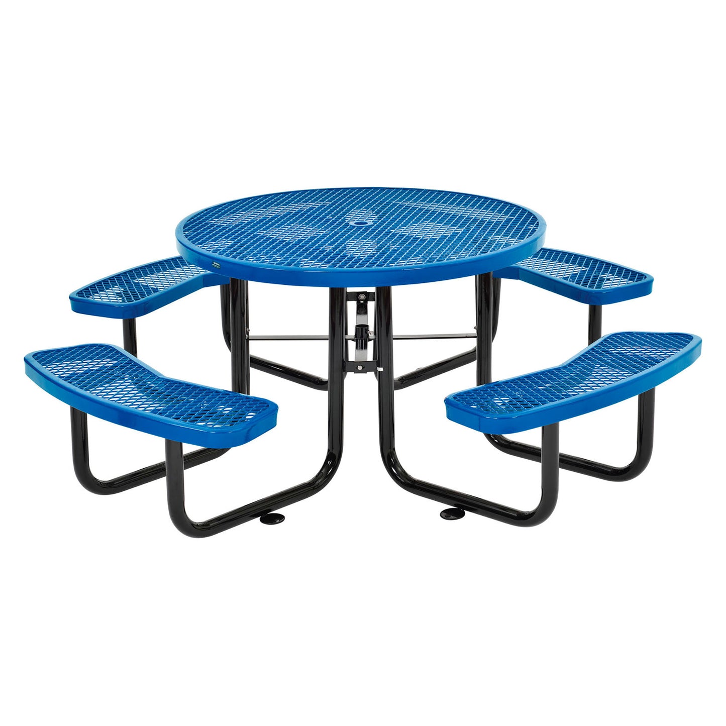 Global Industrial 46" Round Picnic Table, Expanded Metal, Blue (WB277150BL)