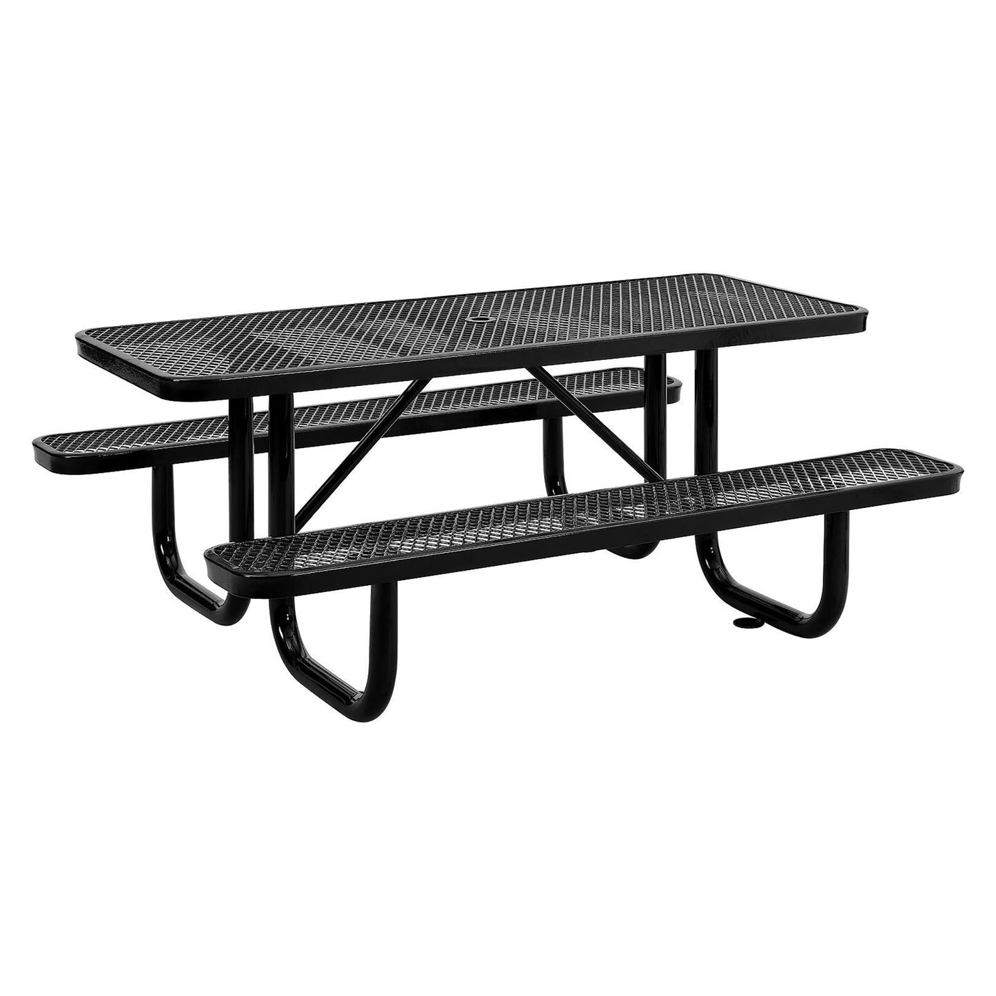 Global Industrial 6' Rectangular Picnic Table, Expanded Metal, Black (WB277152BK)