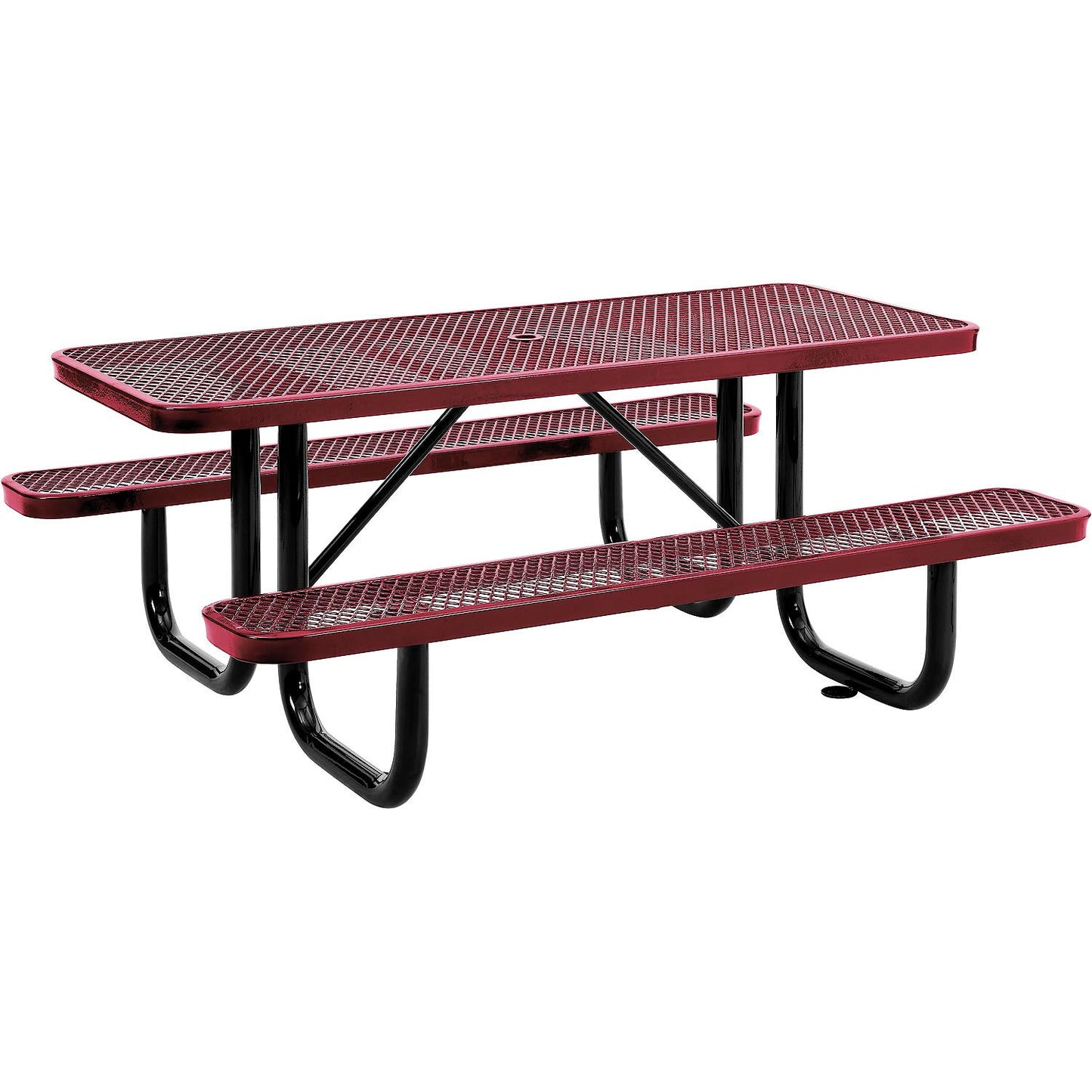 Global Industrial 6' Rectangular Picnic Table, Expanded Metal, Red (WB277152RD)