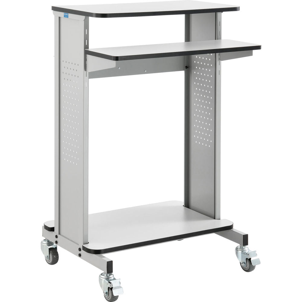 Global Industrial Mobile Computer Workstation & Standing Desk With Keyboard & Mouse Tray, Gray (WB277216GG)