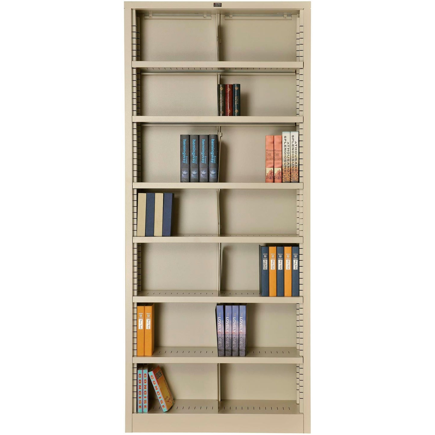 Interion All Steel Bookcase 36"W x 12"D x 84"H, Putty, 7 Openings (WB277442PY)