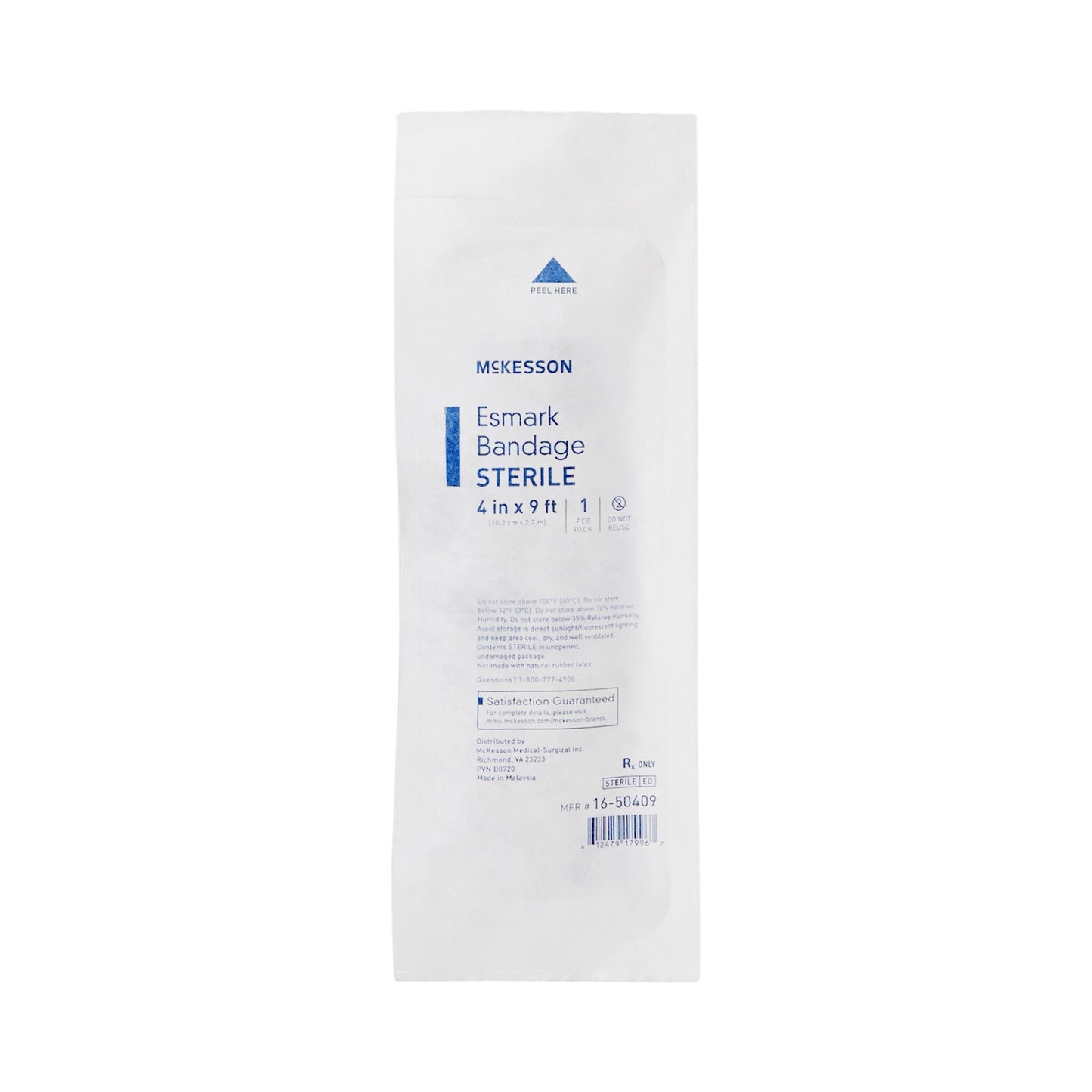McKesson Esmark Compression Bandage 4 Inch X 3 Yard No Closure Blue Sterile High Compression (767072_EA)
