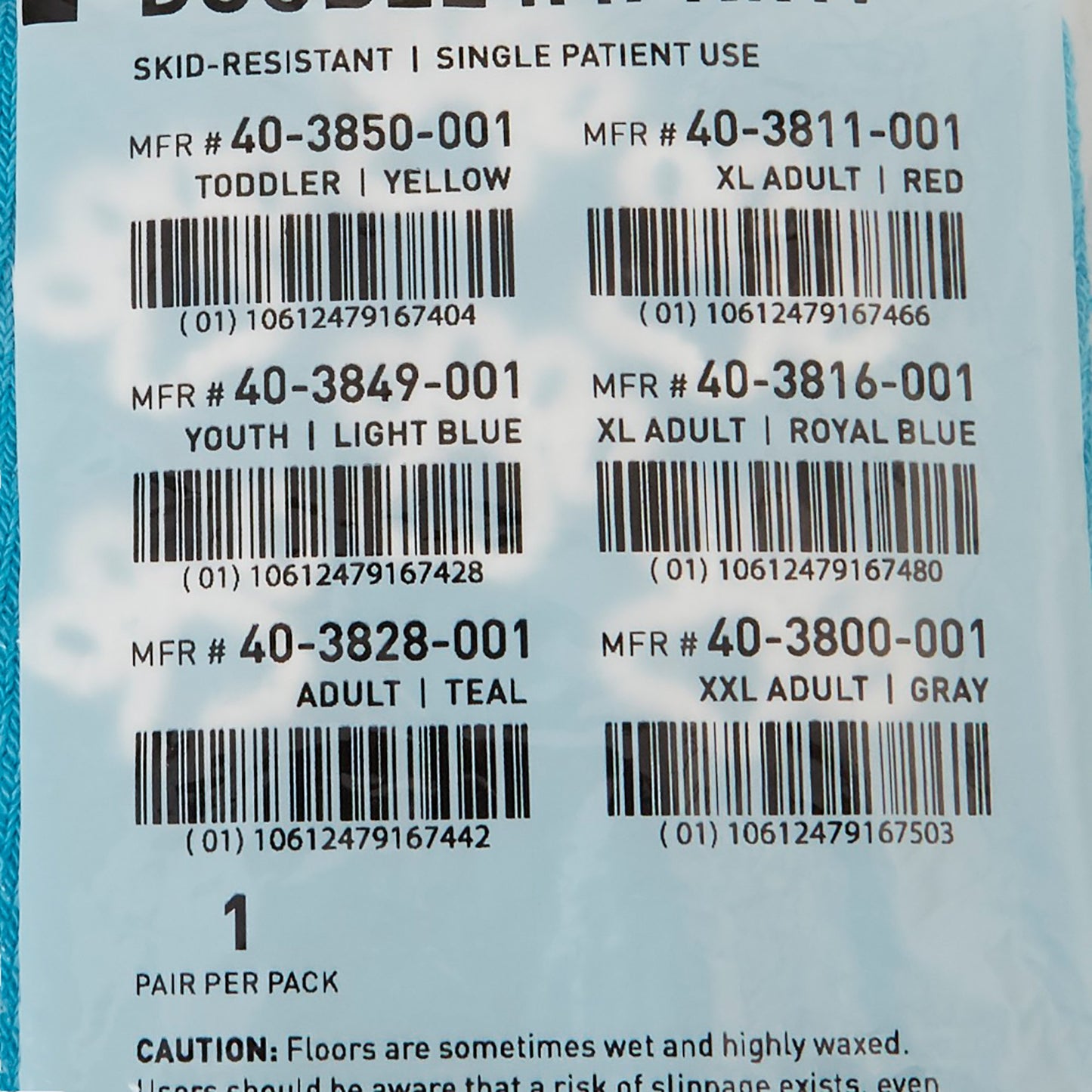 McKesson Terries™ Slipper Socks Unisex Adult One Size Fits Most Double Tread Single Patient Use Teal (558994_PR)