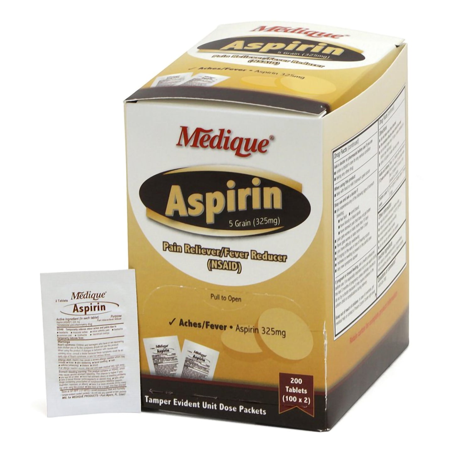 Medique Products Pain Relief 325 mg Strength Aspirin Tablet 200 per Box (498706_BX)