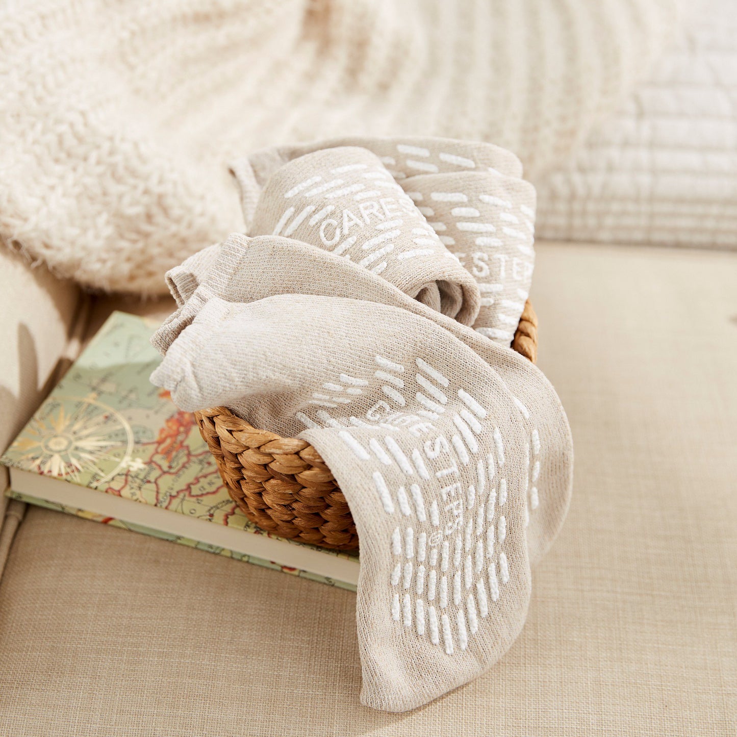 Care-Steps® Slipper Socks Unisex Adult Large Single Tread Single Patient Use Beige (213105_CS)