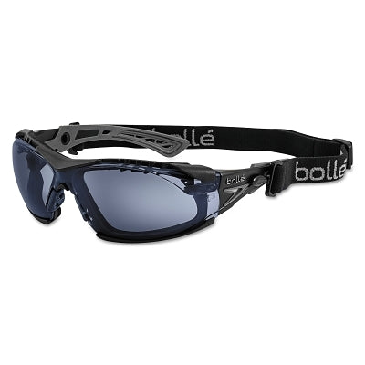 Bolle Rush+ Series Safety Glasses, Smoke Lens, Anti-Fog, Anti-Scratch, Black Frame (286-40259)