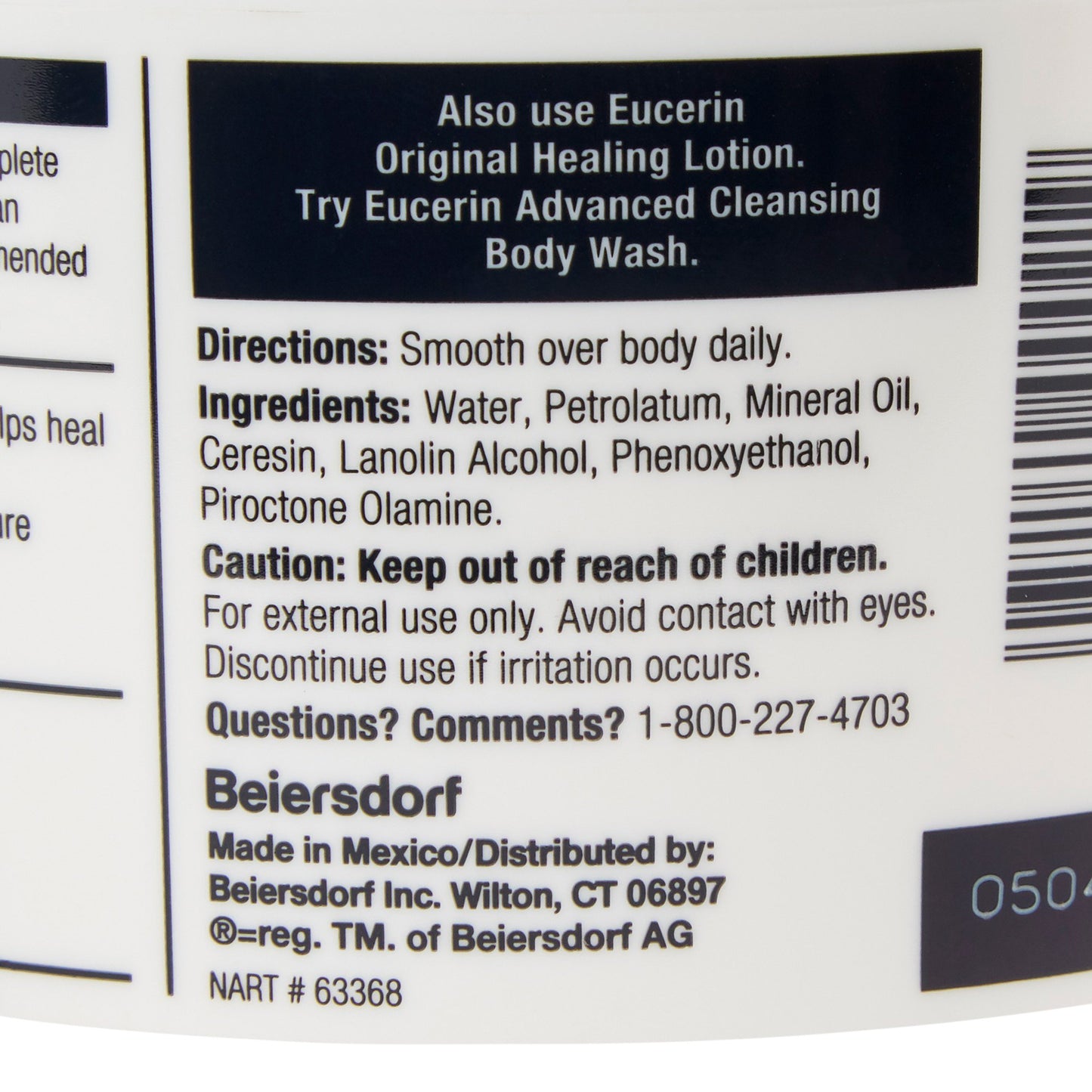Eucerin® Original Hand and Body Moisturizer 16 oz. Jar Unscented Cream (538808_EA)