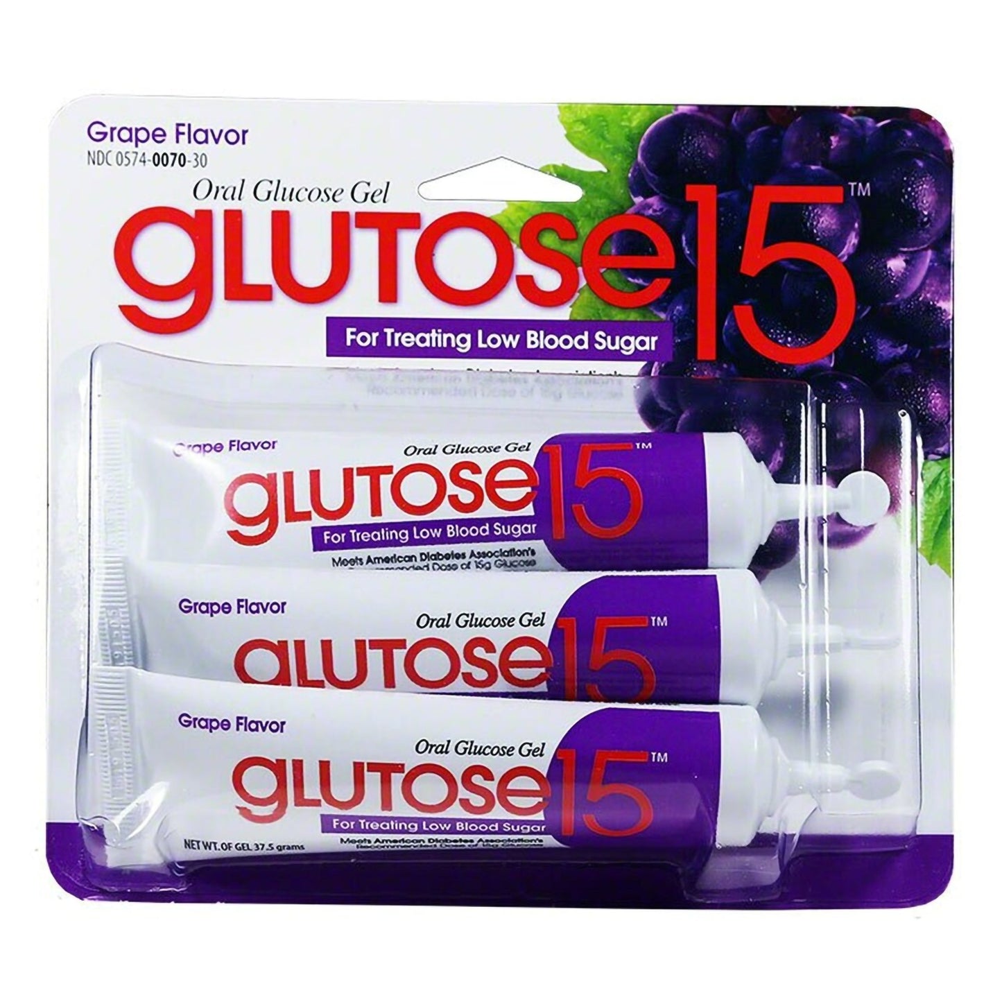 Glutose 15™ Glucose Supplement 3 per Pack Gel Grape Flavor (1127722_PK)