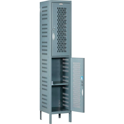 Global Industrial Capital 2-Tier 2 Door Ventilated Locker,15"W x 18"D x 78"H,Unassembled (WB290598)