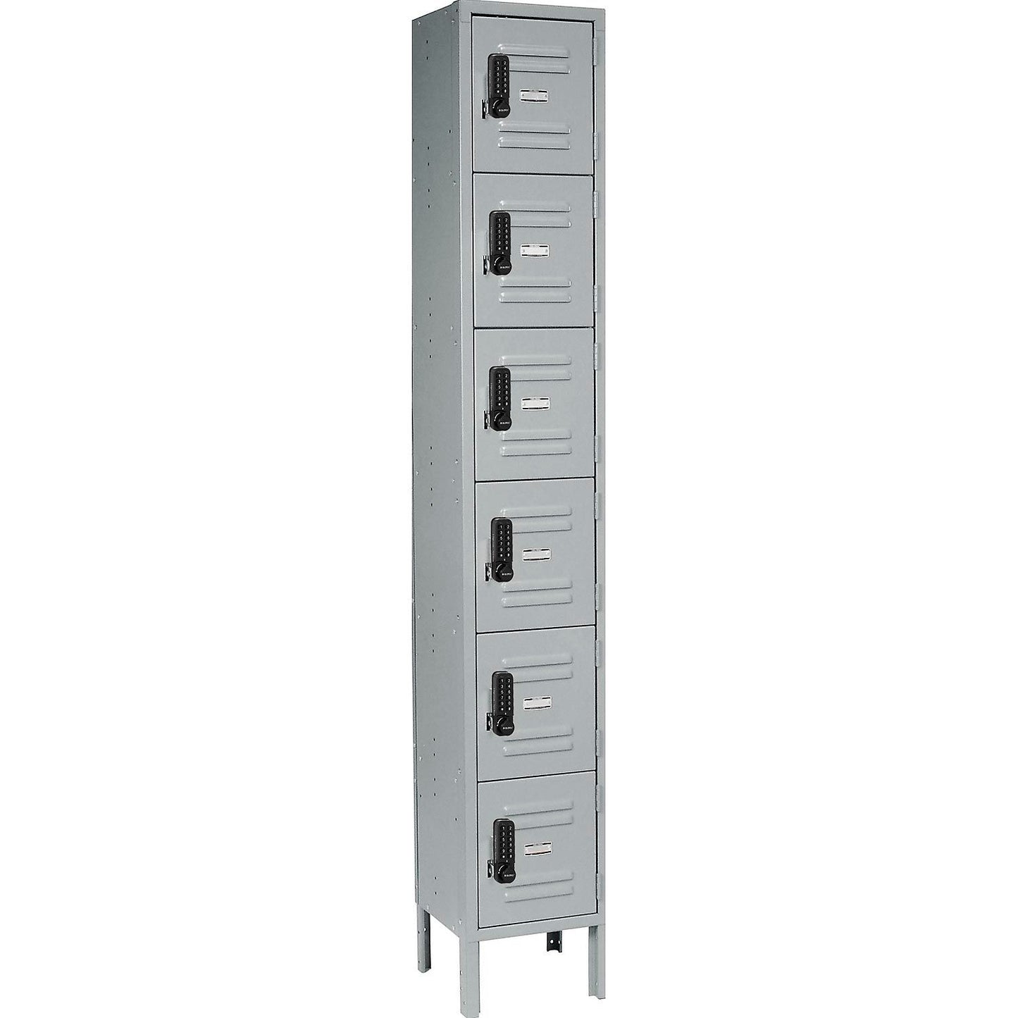 Global Industrial 6-Tier 6 Door Digital Locker, 12"W x 12"D x 78"H, Gray, Assembled (WB290785)