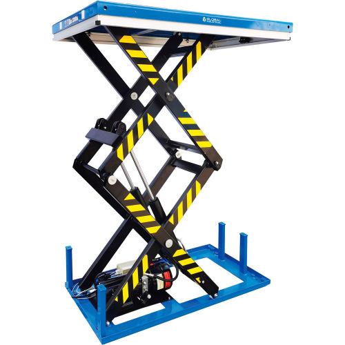 Global Industrial Power Double Scissor Lift Table, 51" x 32", 2200 Lb. Cap, 70" Raised Height (WB293227)