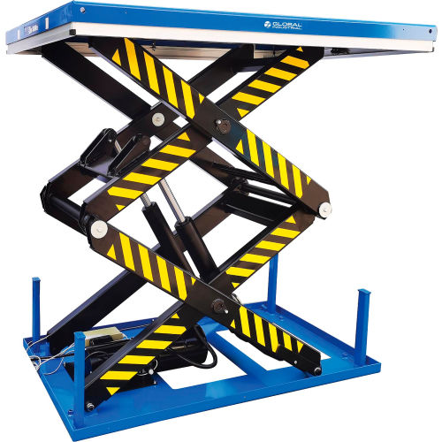 Global Industrial Power Double Scissor Lift Table, 67" x 47", 8800 Lb. Cap, 80" Raised Height (WB293229)