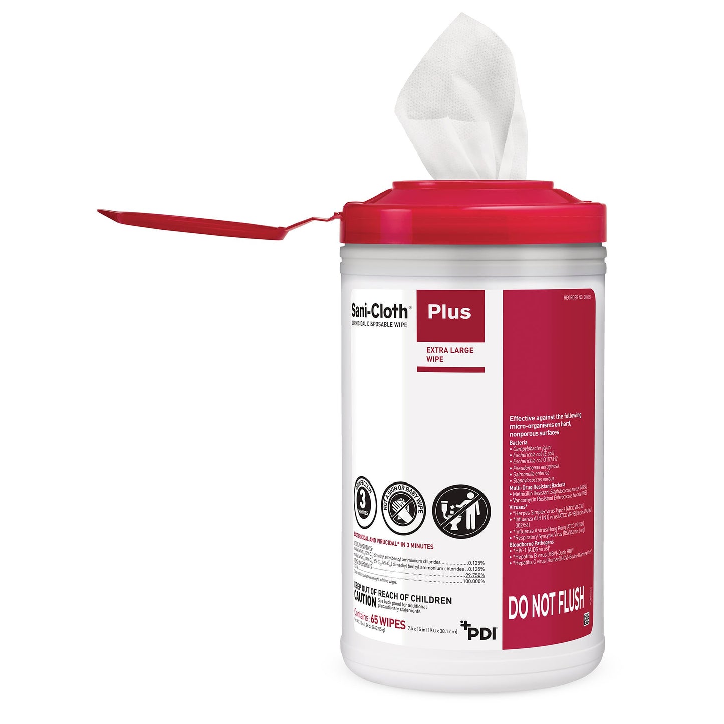 Sani-Cloth® Plus Premoistened Germicidal Manual Pull Wipe 65 Count Canister Alcohol Scent NonSterile (491077_BX)