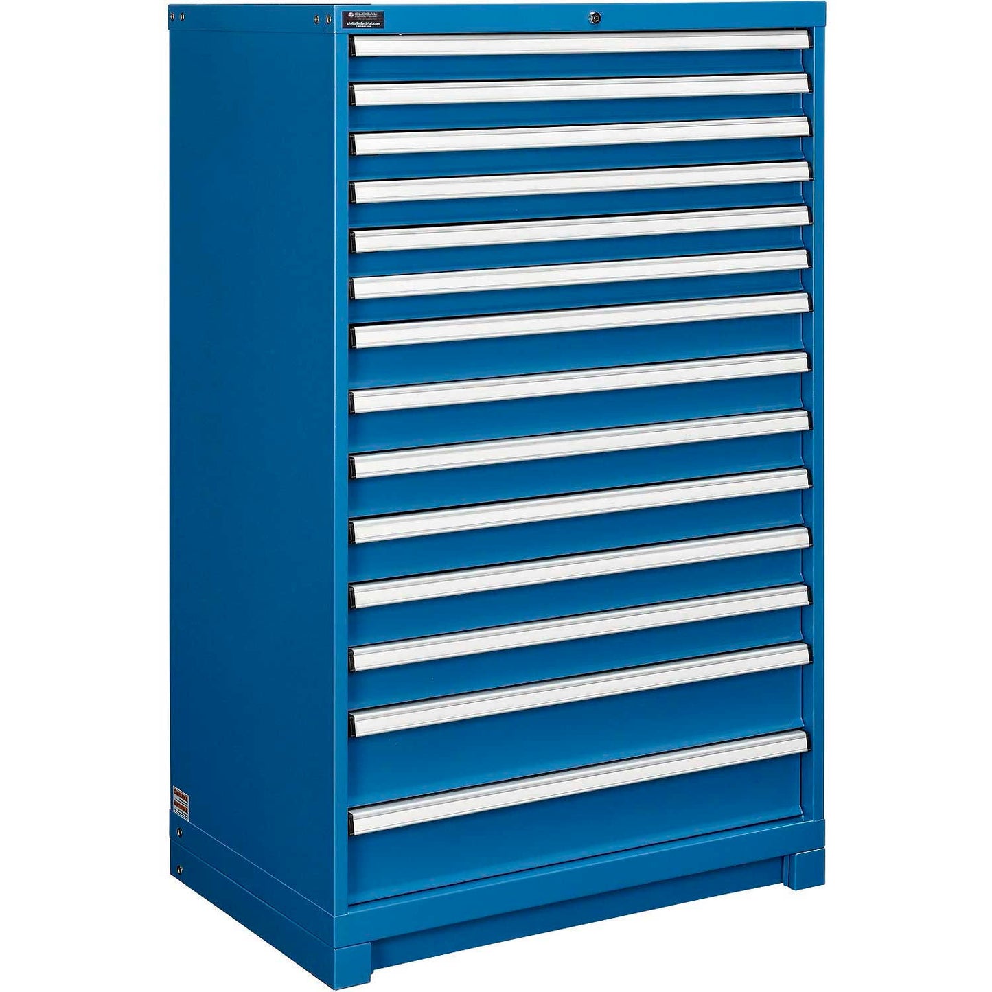 Global Industrial Modular Drawer Cabinet, 14 Drawers, w/ Lock, 36"W x 24"D x 57"H, Blue (WB298451BL)