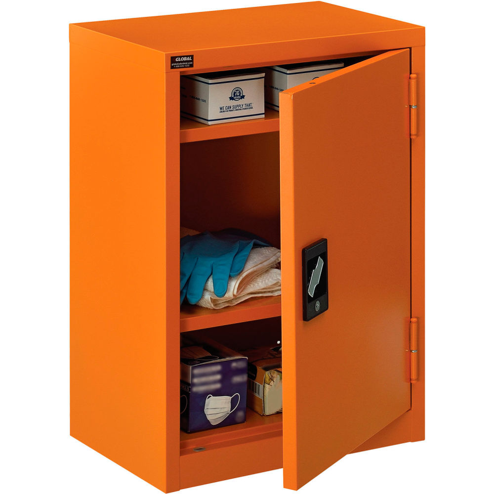 Global Industrial Emergency Preparedness Cabinet, Wall Mount,19-7/8"Wx14-1/4"Dx32-3/4"H,Orange (WB298685)