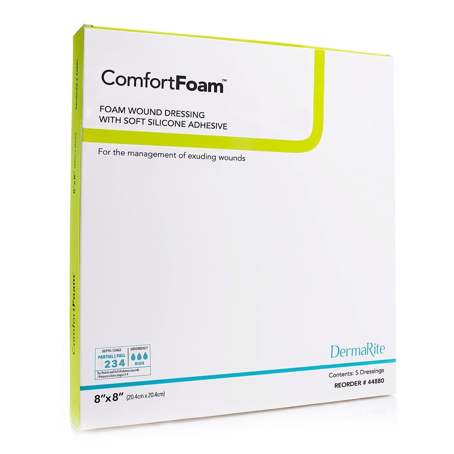 ComfortFoam™ Foam Dressing 8 X 8 Inch Without Border Film Backing Silicone Face Square Sterile (946536_BX)