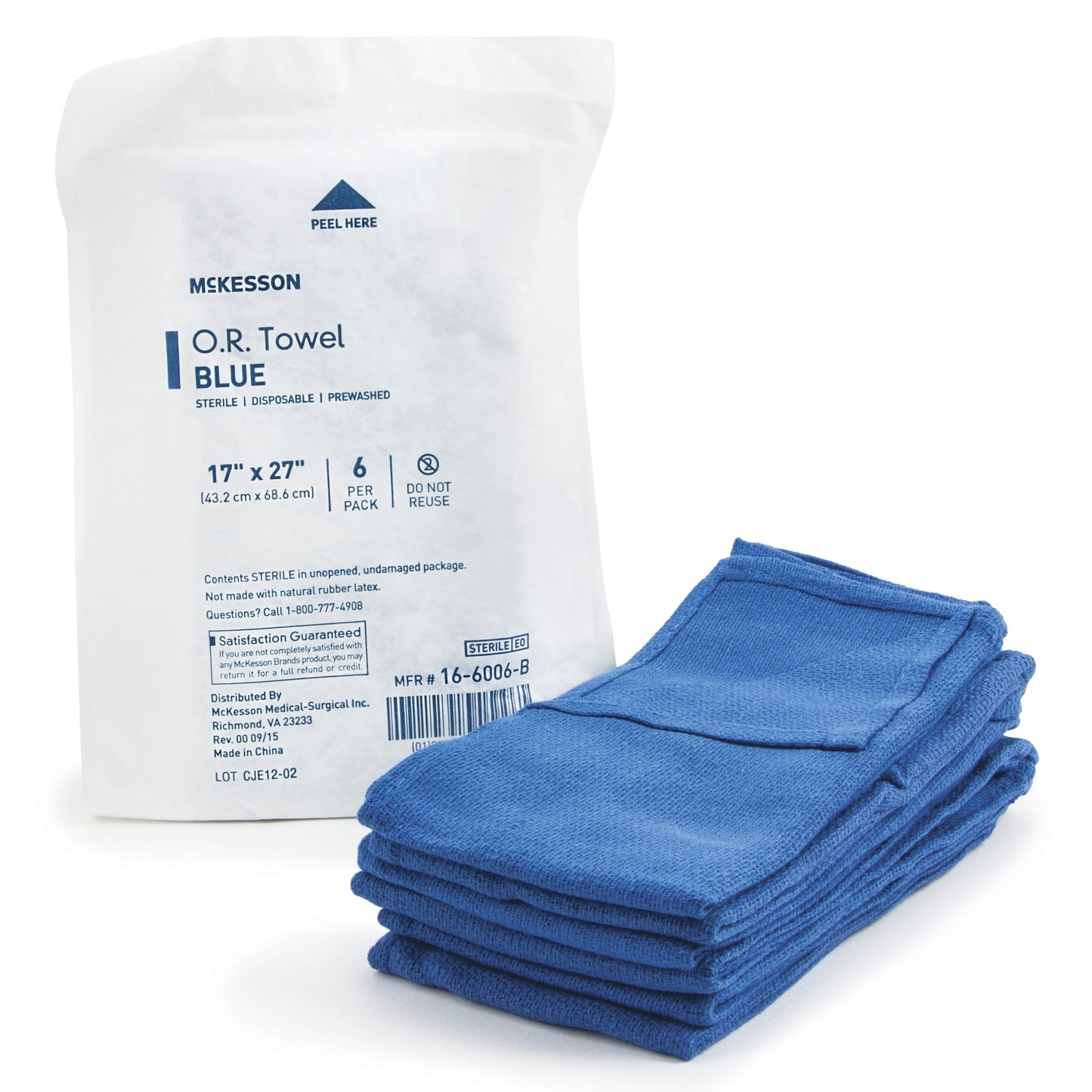 McKesson O.R. Towel 17 W X 27 L Inch Blue Sterile (277862_CS)