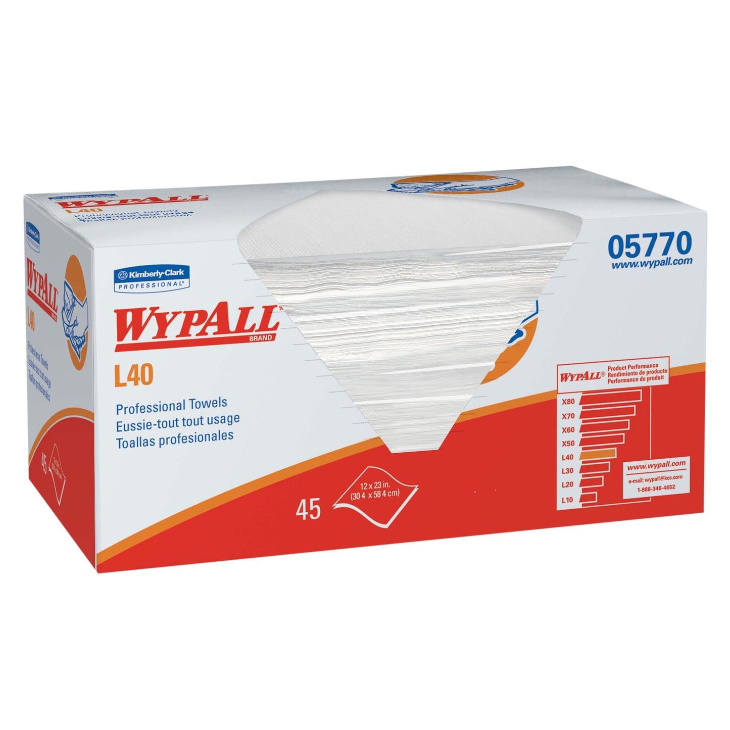 WypAll® L40 Hygienic Towel Light Duty 45 Count Box 12 X 23 Inch NonSterile Disposable (647961_CS)