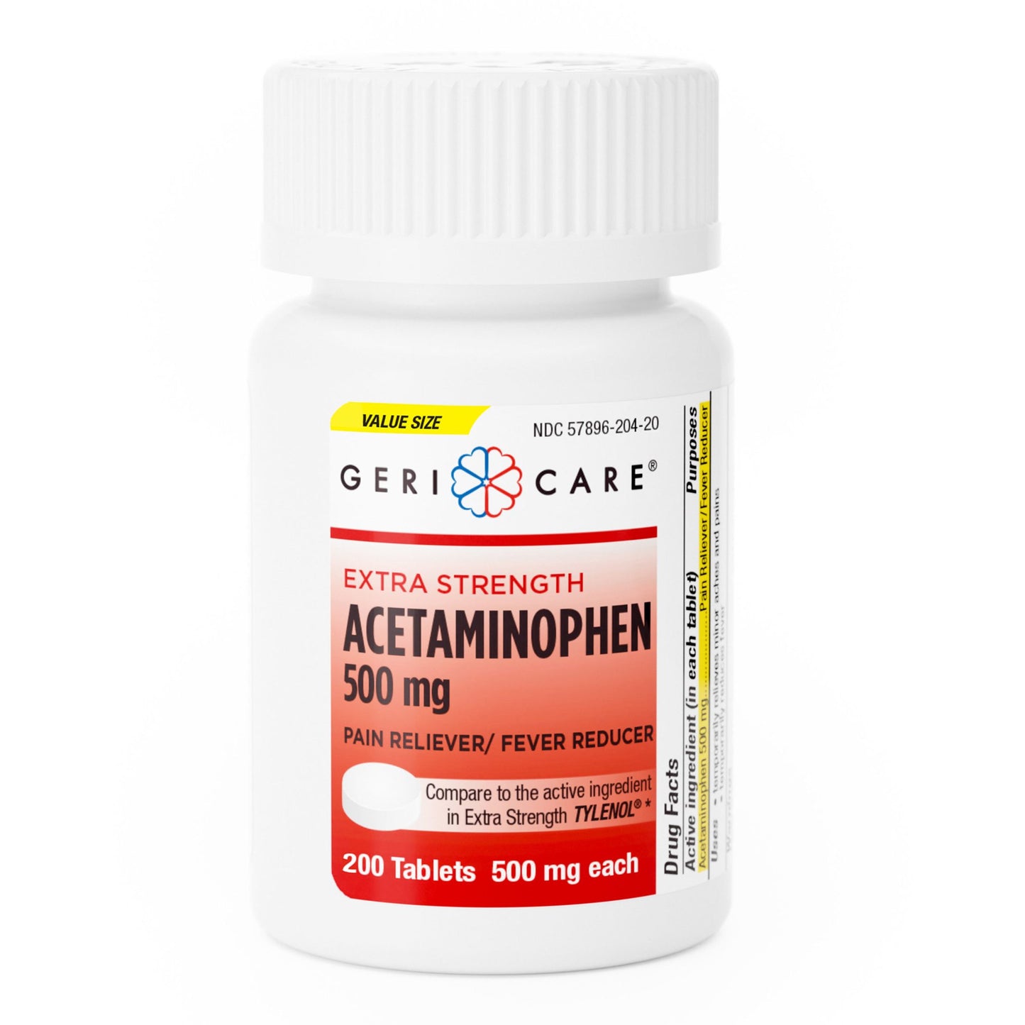 Geri-Care® Pain Relief 500 mg Strength Acetaminophen Tablet 200 per Bottle (1205836_BT)