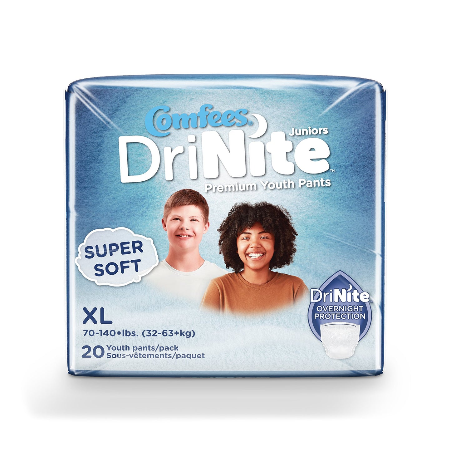 Comfees® DriNite® Juniors Unisex Youth Absorbent Underwear Pull On with Tear Away Seams Large / X-Large Disposable Heavy Absorbency (1211840_BG)
