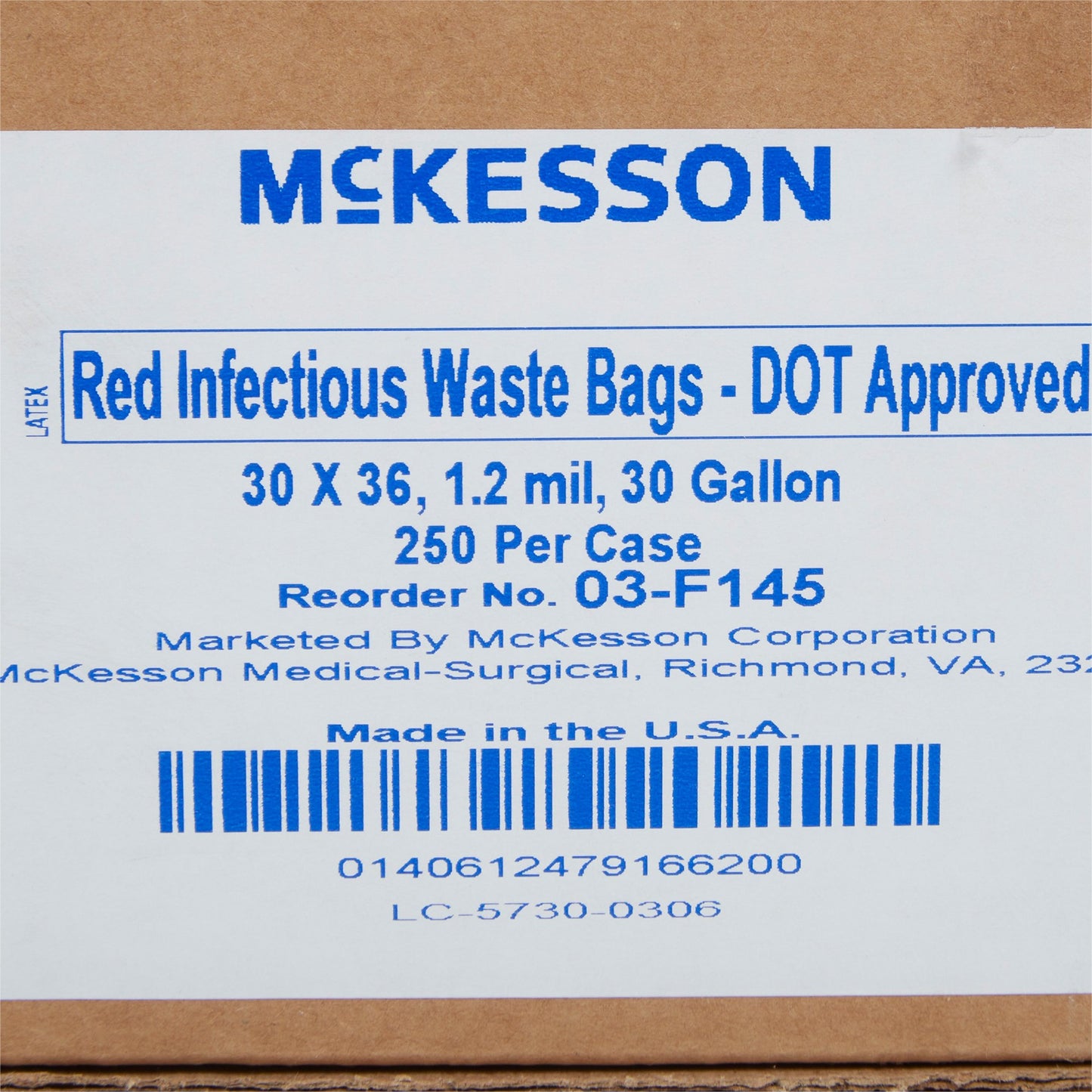 McKesson Biohazard Waste Bag Biohazard Symbol / Infectious Waste 30 gal. Red 30 X 36 Inch (551254_CS)