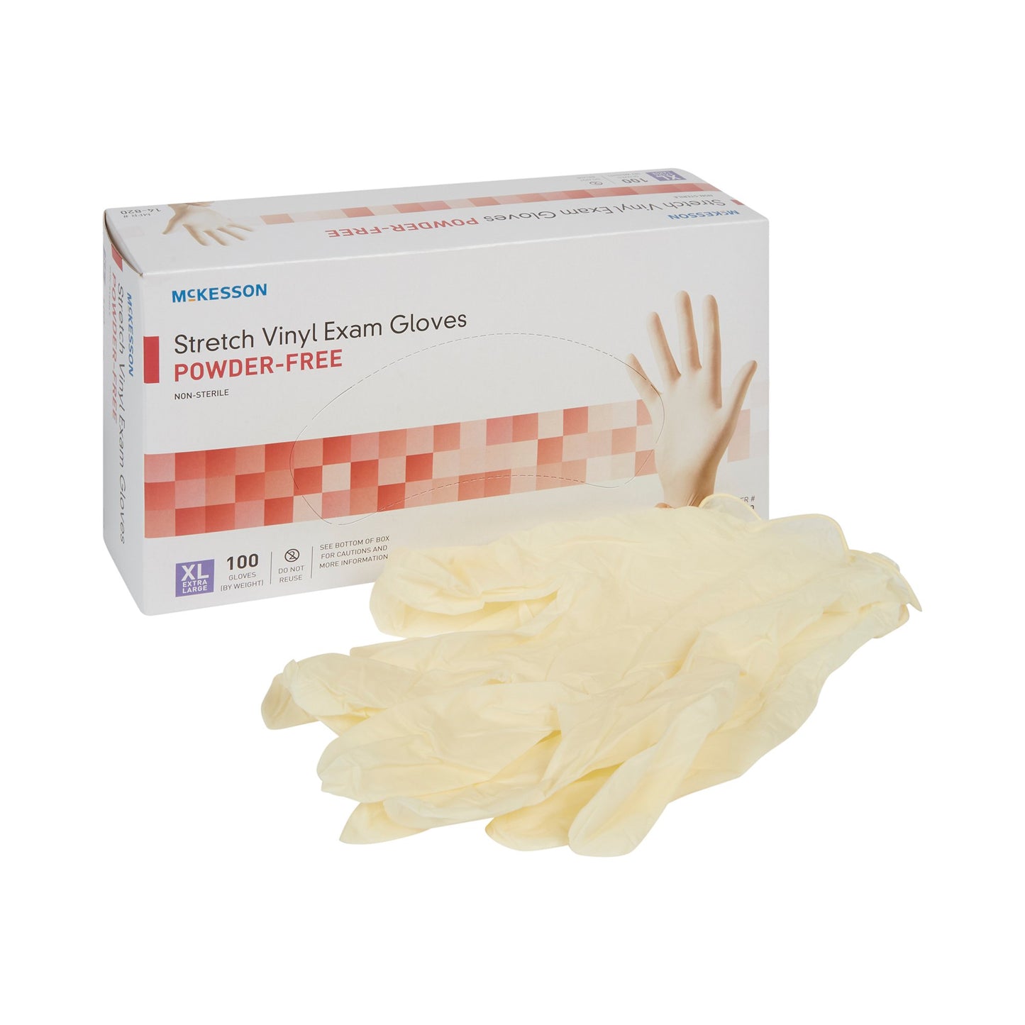 McKesson Exam Glove X-Large NonSterile Stretch Vinyl Standard Cuff Length Smooth Ivory Not Rated (409745_CS)