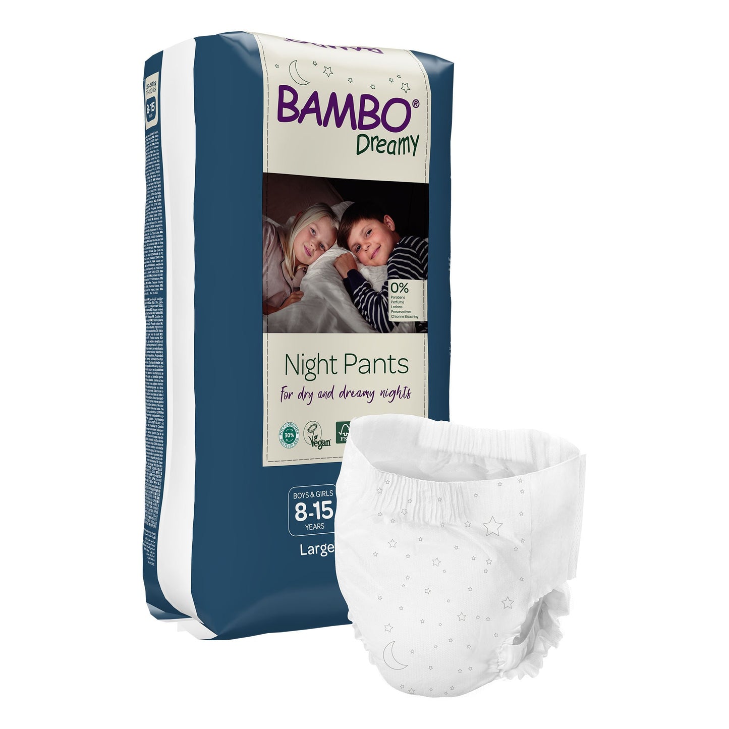 Bambo® Dreamy Night Pant Unisex Youth Training Pants Pull On with Tear Away Seams Size 8 to 15 Years Disposable Heavy Absorbency (1255465_PK)