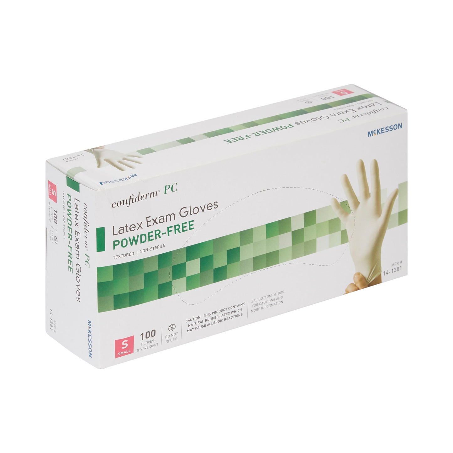 McKesson Confiderm® Exam Glove Small NonSterile Latex Standard Cuff Length Fully Textured Ivory Not Rated (921597_CS)