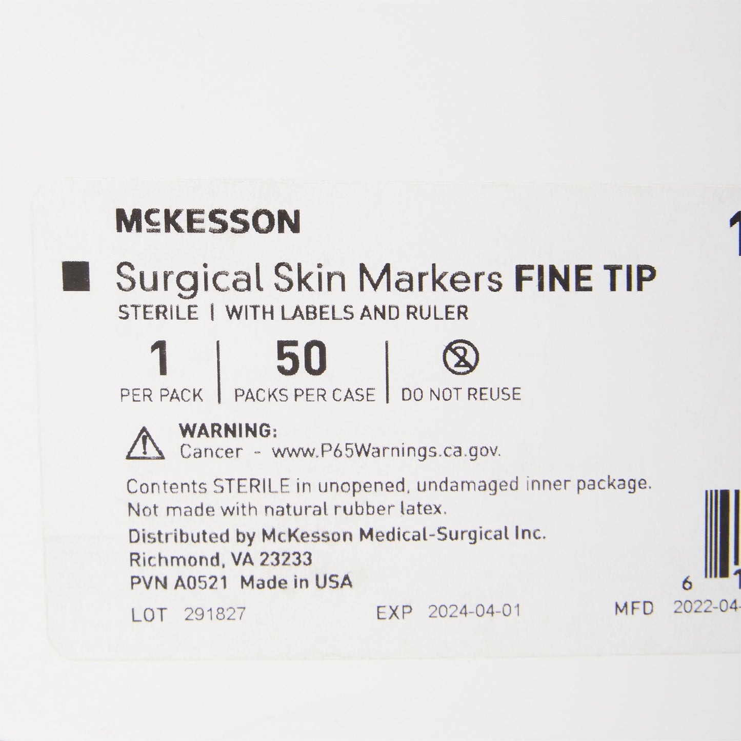 McKesson Skin Marker with Ruler and Labels Gentian Violet Ink Sterile Full Size Fine Tip (1182556_BX)